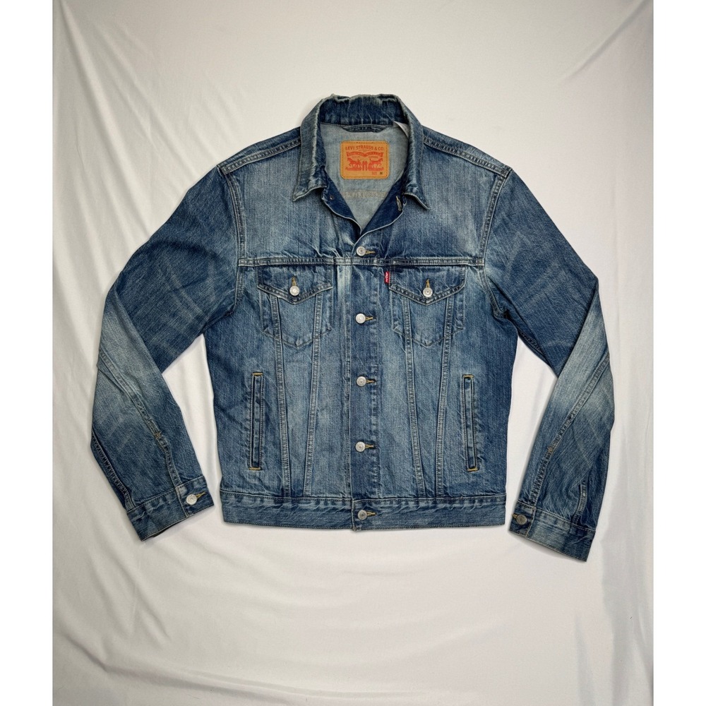 Levis Type III Trucker Jacket Mens M Denim Blue Jean Red Tab Western